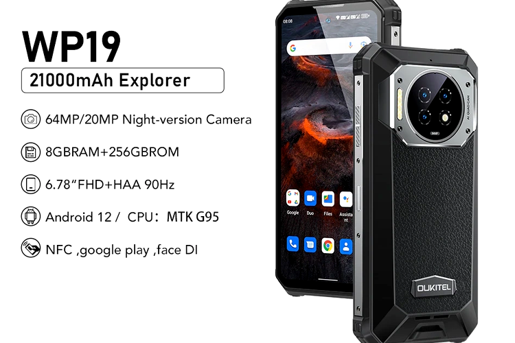 Livrat cu un acumulator de 21000 mAh, Oukitel WP19 ar putea rezista și o săptămână fără reîncărcare